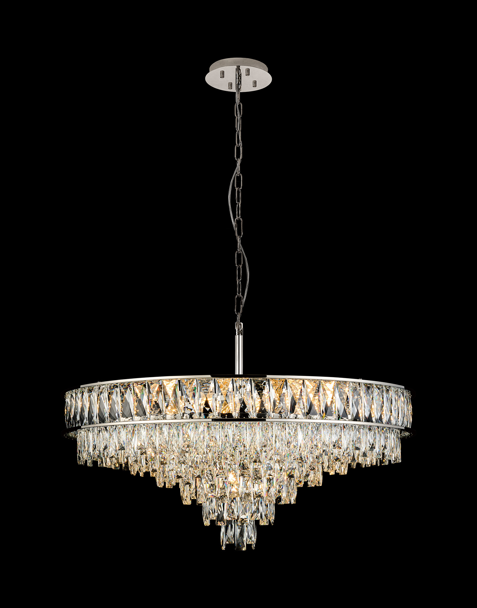 IL31862  Vivienne 70cm Pendant/Semi Flush 11 Light E14 Polished NIckel/Crystal